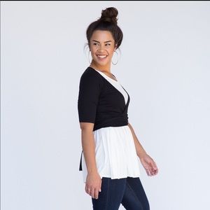 Agnes & Dora Black Cotton Wrap Top!